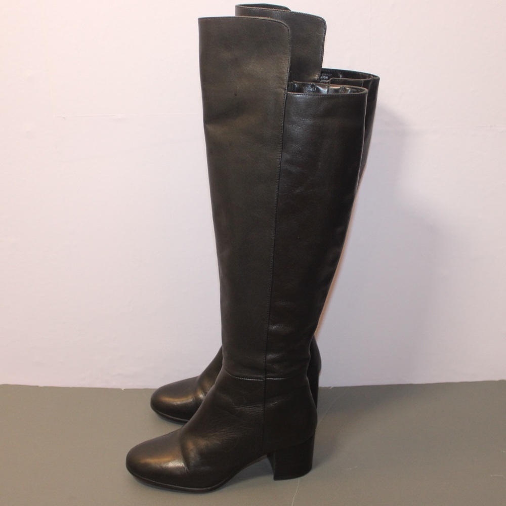424 Lord & Taylor Black Leather Over the Knee Boots Women’s Size 6 Classic